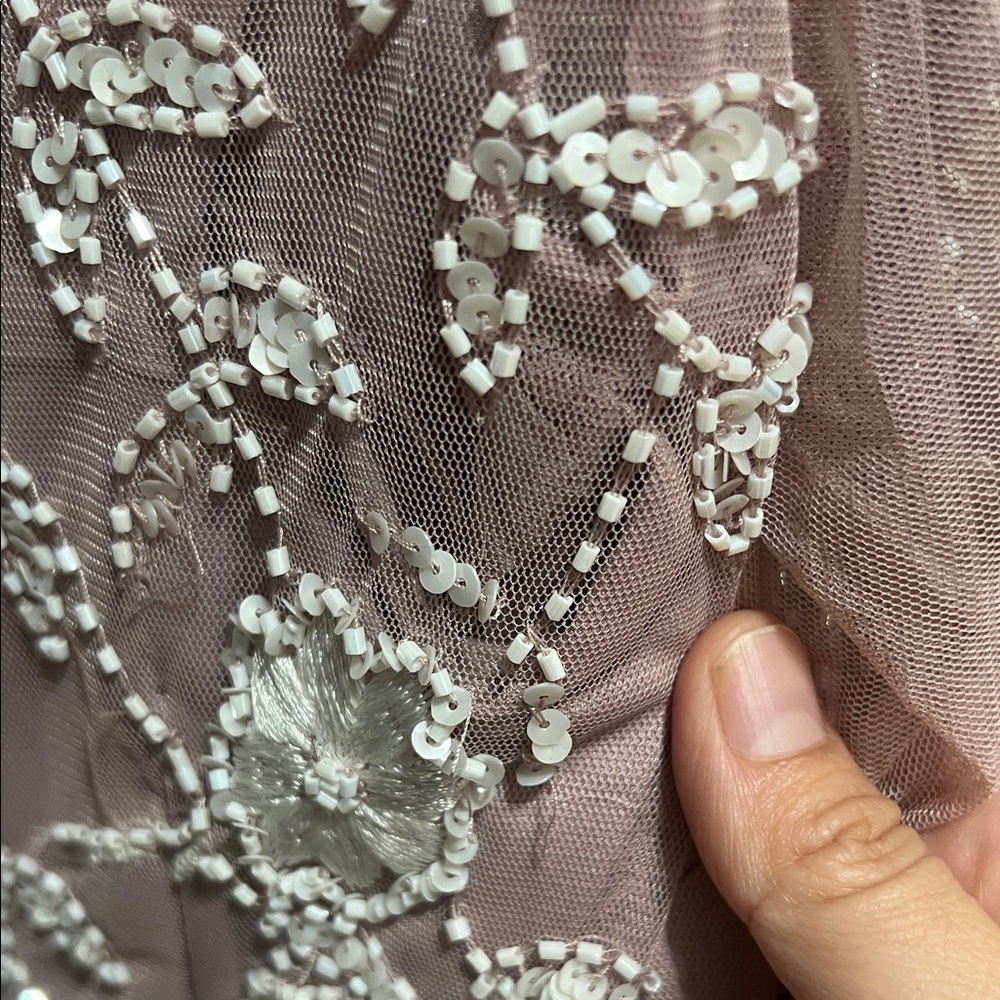 Adrianna Papell Elegant Embroidered Mauve Dress - Picture 4 of 7
